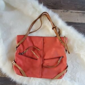 🎃Lucky Brand leather orange brown shoulder purse